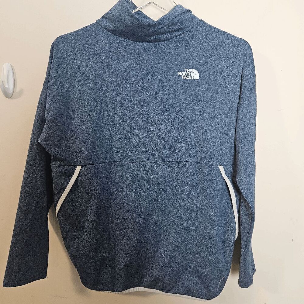 The North Face Pamikia Poncho Fleece Long Sleeve Sweater Girls Blue Size Large